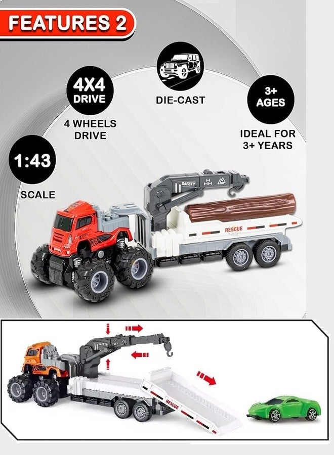 SHIPEASE شاحنة نقل سيارات تعمل بالاحتكاك من SHIPEASE مع أجزاء متحركة، نموذج معدني مصبوب بمقياس 1:43، لعبة محرك، مقطورة نقل مدينة رباعية الدفع، ألعاب مركبات مصغرة للأطفال من الأولاد والبنات (متعددة الألوان) - Image 5